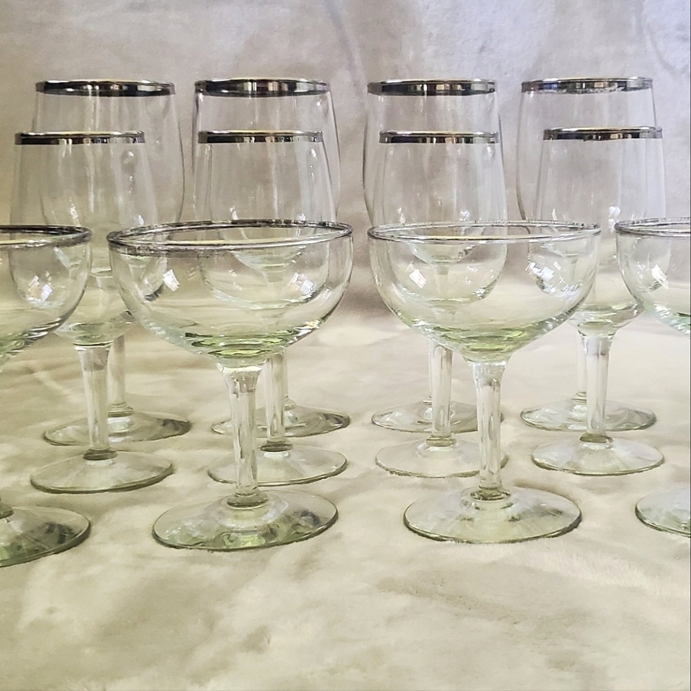 Silver Rimmed Wine Glasses
